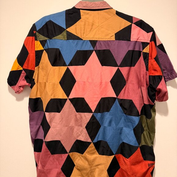 BODE - Rainbow Star Quilt Patchwork Cotton Shirt - Black / Large - Picture 3 of 10